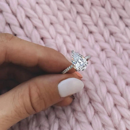 Trumium 2 CT 925 Sterling Silver Engagement Rings Gemstone Cubic Zirconia Wedding Promise Rings for Women Fine Jewelry Gifts