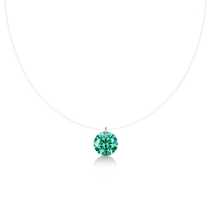 JIUZUAN 2カラット アクアブルー モアサナイト ネックレス S925シルバー インビジブルワイヤー ペンダント レディース ミニマリスト エレガント デイリーユース ネックレス