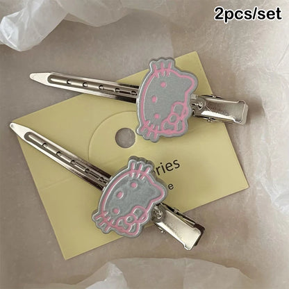 2/3/7pc Sanrio Hello Kitty Hairpin Pin Anime Cartoon Kuromi Cinnamoroll My Melody Barrettes Kawaii Hair Accessories Holiday Gift