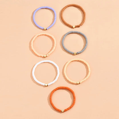 7Pcs Colorful Stackable Anklet Set For Women Heart Charm Soft Clay Pottery Layering Ankle Bracelet Girls Summer Beach Jewelry