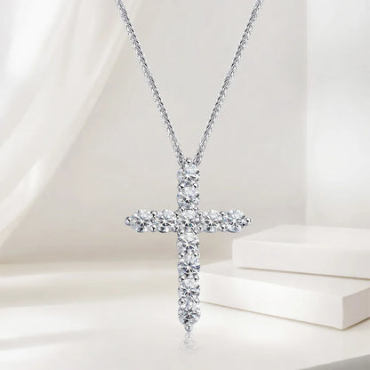 OEVAS 2.5-5MM Moissanite Cross Pendant Necklace S925 Silver Lab Diamond For Man Women Couple necklace Party Fine Jewelry