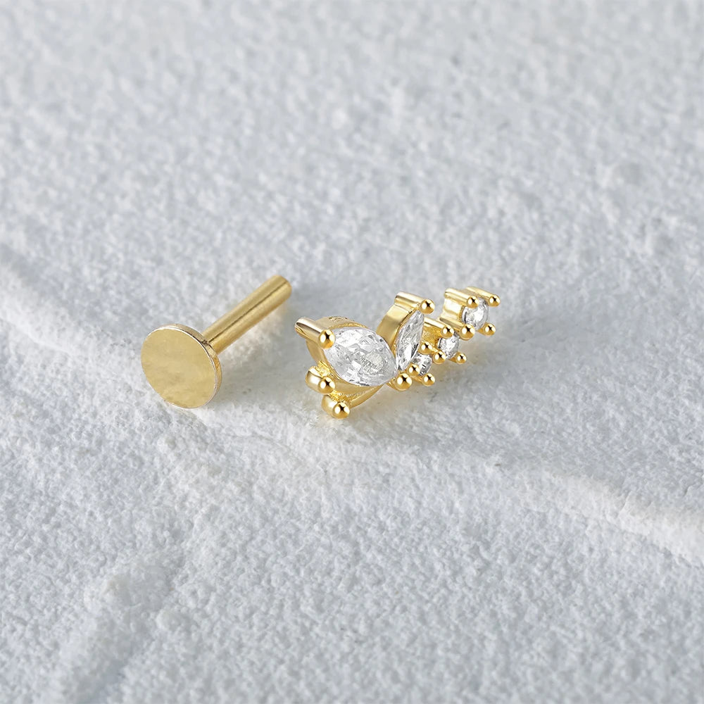 Aide 925 Sterling Silver 1pc Geometry Multi Piercing Stud Earrings For Women K Gold Simple Elegant Tassel Jewelry Gift Pendiente