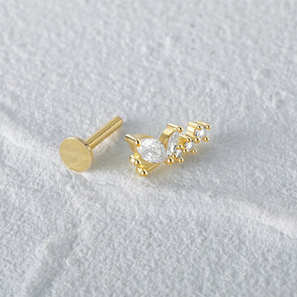 Aide 925 Sterling Silver 1pc Geometry Multi Piercing Stud Earrings For Women K Gold Simple Elegant Tassel Jewelry Gift Pendiente