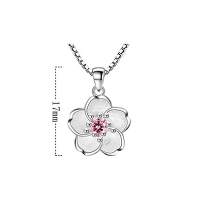 925 Sterling Silver Pink Purple Peach Blossom Necklaces For Women Retro Luxury Jewelry Accessories Freeshiping Items Jewellery