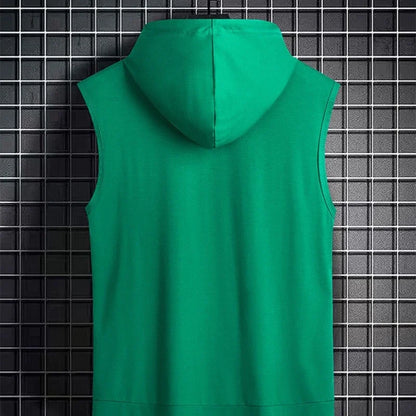 L-9XL メンズ フード付きベスト プラスサイズ タンクトップ 夏 トレンド ティーンズ ボーイズ スポーツ ノースリーブ Tシャツ 通気性 ゆったり Tシャツ 40kg-165kg