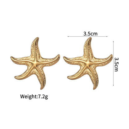 Haiyufly Fashion Simple Starfish Earrings for Women Stainless Steel Jewelry 2025 Trend Minimalist Stud Earrings Birthday Gift