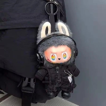 かわいいぬいぐるみカジュアルフーディー ブラックスーツ ファッションスウェットシャツジャケット アウトフィット服 Labubu服 ギフト