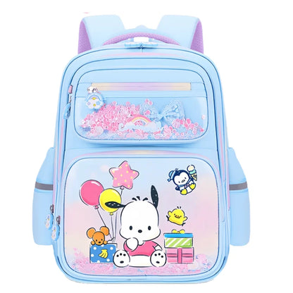 New Kuromi 2-Wheel Trolley School Bag Girls Cartoon Melody Backpack Load-Reducing Large Capacity 6-Wheel Trolley Backpack