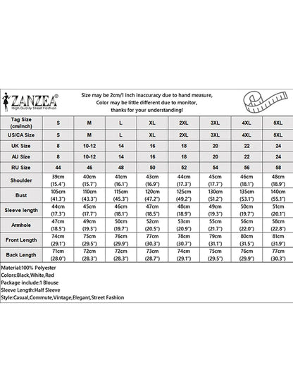 ZANZEA Elegant Women High Collar Half Sleeve Blouse Summer Casual Loose Shirt Fashion Work OL Tops Female Party Blusas Chemise