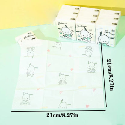 9pcs Sanrio Tissue Kawaii Hello Kitty Cartoon Printed Handkerchief Cute Girl Portable Toilet Paper Girly Birthday Gift