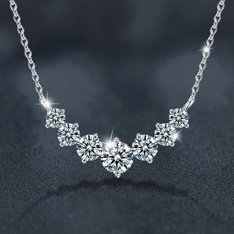 U-Smile モアサナイト ネックレス D VVS1 レディース用 Dカラー 輝くラボダイヤモンド ラグジュアリーネックレス 925スターリングシルバー 認定付き