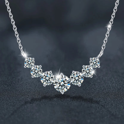 U-Smile モアサナイト ネックレス D VVS1 レディース用 Dカラー 輝くラボダイヤモンド ラグジュアリーネックレス 925スターリングシルバー 認定付き