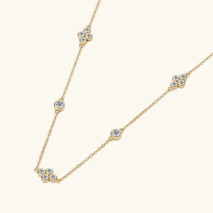 Full Moissanite Flower Necklace Clavicle Chain Adjustable 925 Silver Plated 18k Gold Women's Choker Jewelry Valentine Gift