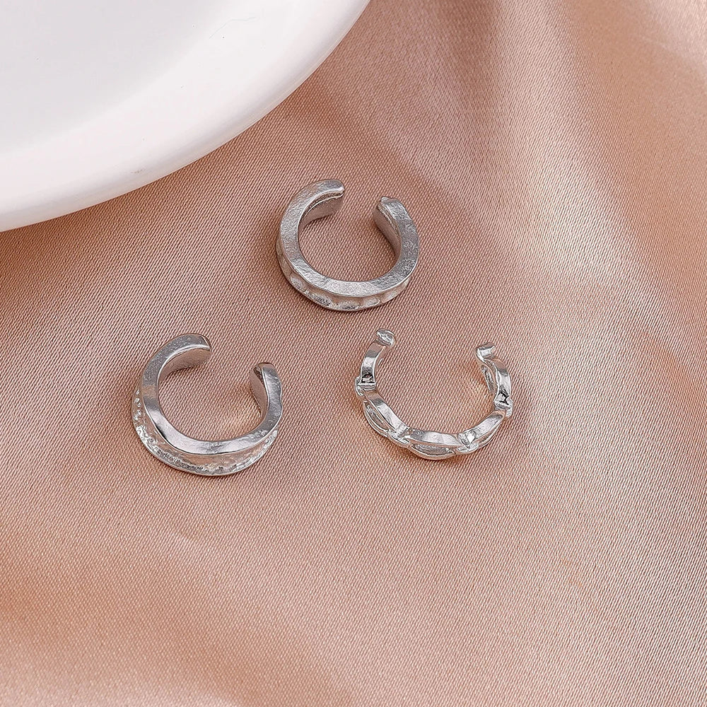 Aihua Simple Crystal Small Silver Color Ear Cuff for Women Earrings Cartilage Piercing Earring Sets Minimalism Jewelry Gifts