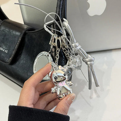 Sanrios Hellokittys Keychain Kawaii Cute Action Figure Rabbit Plush Key Chain Doll Pendant Bag Charm Accessories Keyring Ins