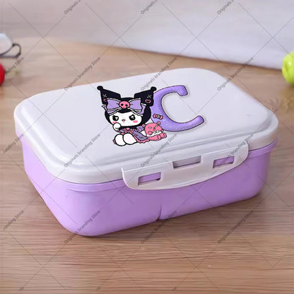Kuromi 26 Letters Lunch Box Kawaii Girl Portable Bento Rice Boxs Student Hermetic Food Crisper Single Layer Capacity Kids Gift