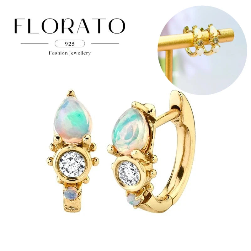 925 Sterling Silver Ear Needle White Crystal Hoop Earrings For Women vintage Piercing Pendientes Earrings Jewelry Accessories