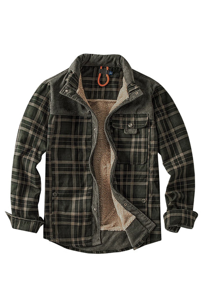 Men's Cotton Jacket Autumn Winter New Check Print Warm Casual Business Office Lapel Coat Men Middle-aged Elderly Cotton Clothes