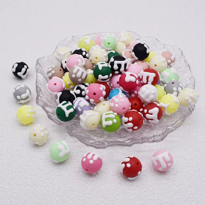 10pcs/bag Acrylic Beads Fashion Hand Drawn Cartoon Painting Loose Beaded DIY Handmade DIY Bracelets Mobile phone chain Bead Pen