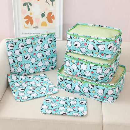 6pcs Sanrio Hello Kitty Storage Box Cartoon Kuromi Waterproof Travel Storage Bag Underwear Shoes Storage Organizing Bag