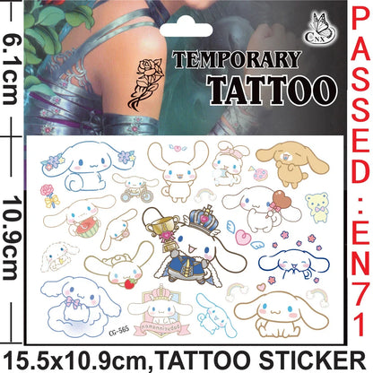 Sanrio series Tattoo Stickers Waterproof Cute Sticker Anime Birthday Party Supplies Decoration For Kids Women Men Gift