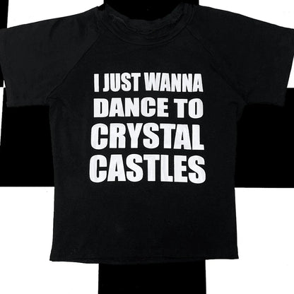 Aesthetic Slim Fit Punk Emo Girls Sexy Tee Gothic Vintage Black Crop Tops Women's Streetwear Grunge Cute Baby Tee Y2k Clothes