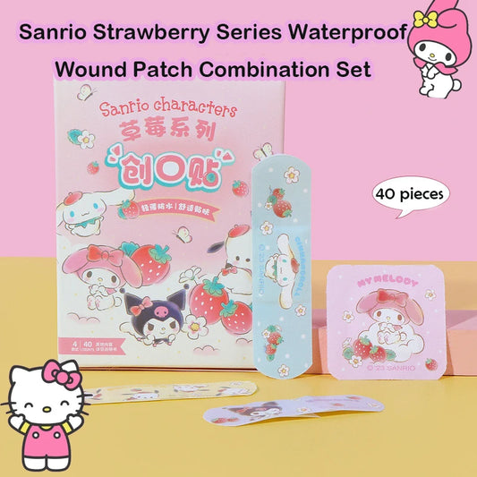 Hello Kitty Kuromi Cinnamoroll Plaster 40Pcs Waterproof Adorable Cute Band Aid for Kids Wound Care Kawaii Cartoon Design