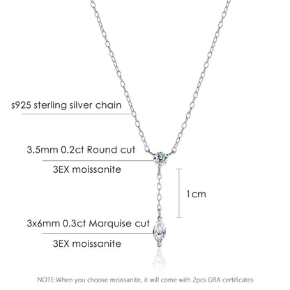KNOBSPIN モアッサナイト ネックレス レディース GRA認定 3x6mm マーキスカット 宝石 ペンダント s925 スターリングシルバー 繊細なネックレス