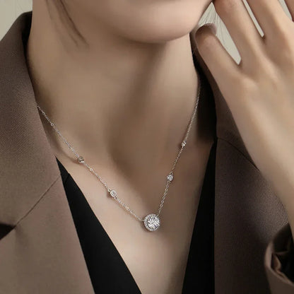 FEOBUR 1-3CT モアサナイト ネックレス レディース用 認定925スターリングシルバー 輝くラボダイヤモンド ペンダントチェーン パーティージュエリー GRA