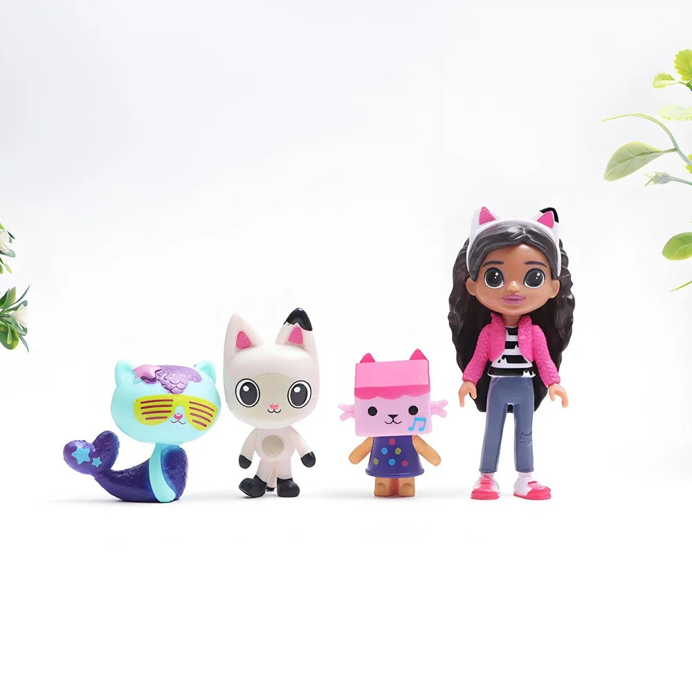 13pcs Gabby Dollhouse Anime Figure Toy Smiling Car Cat Hug Gaby Girl Dolls Mercat Cartoon Action Figure Kids Xmas Birthday Gifts