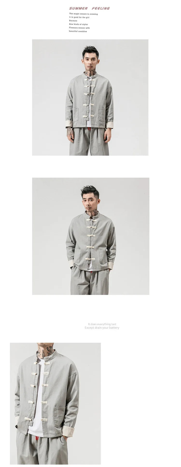 Chinese Wind Cotton Buckle Large Men's Casual Jacket Jacket Retro Stand-up Collar Tang Suit Top Batch