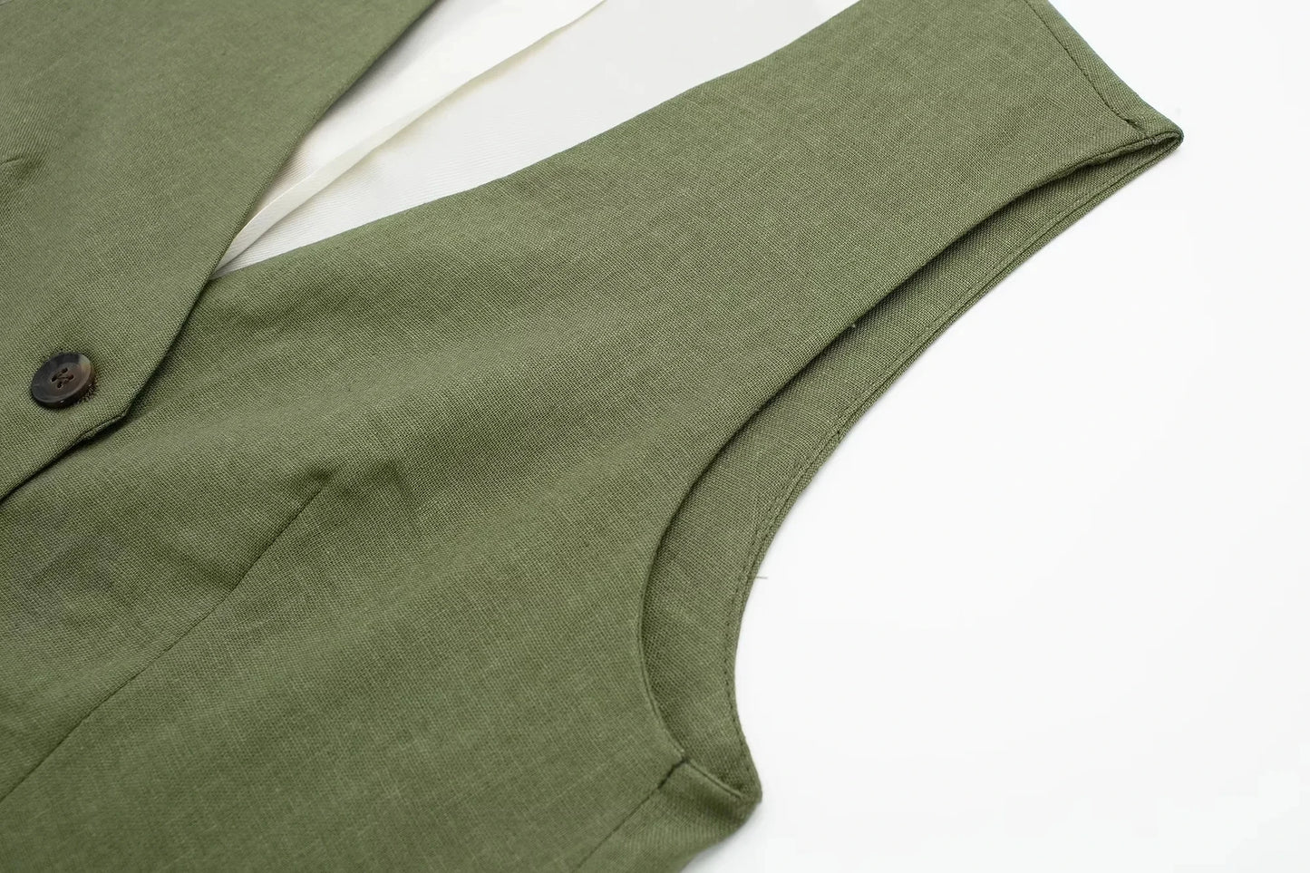 TRAFZA Women's Fashion Solid Linen Waistcoat Top V Neck Button Loose Casual Vest Summer Woman Streetwear Chic Vests Waistcoat