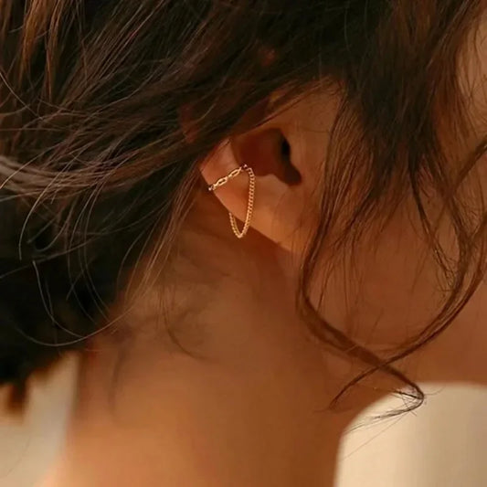 1Pc 2024 Fashion Minilist Fake Piercing Earcuff Earrings Chain Tassel Line for Woman No Piercing Ear Cuff Women Ear Jewelry