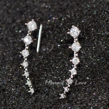 2 Gold Color Black White Gem 6 Rhinestone Ear Clip Earrings Women Simple Fashion Personality Student Girl Party Business Jewelry