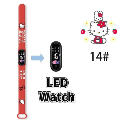 Cartoon Hello Kittys Electronic Led Sports Watch Kawaii Sanrio Kuromi Cinnamoroll Student Child Printing Water Proof Gifts Toys
