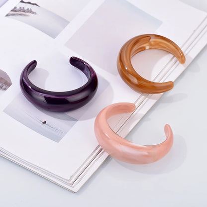 Vintage Bohemian Resin Cuff Charms Bracelets Bangles For Women Fashion Jewelry Acrylic Wide Open Wrist Geometric Bangle Pulseras