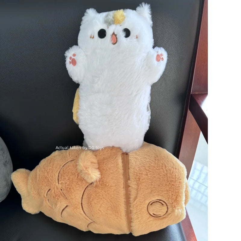 1pc 40/60/80cm Japan Taiyaki Cat Plush Toy Anime Figure Cat Hiding in Cushion Bag Ferry Bunny Carrot Animal Plushie Throw Pillow