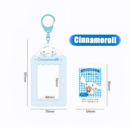 Sanrio Card Holder Hello Kitty Cinnamoroll Kuromi My Melody Photo Card Keychain Kawaii Bag Kpop Style Pendant Student Gift Toys