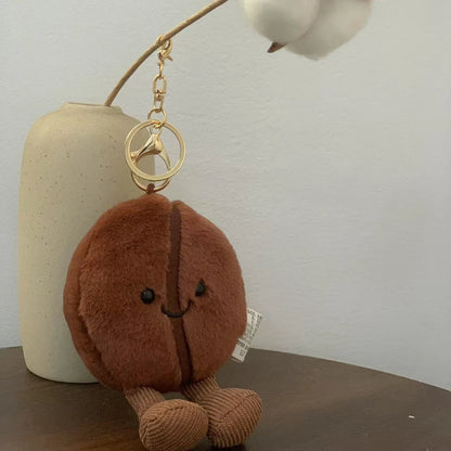 Jellycat コーヒー豆バッグペンダント 漫画ぬいぐるみ 笑顔のコーヒーフードぬいぐるみ かわいいキーチェーン ソフトドール 誕生日プレゼント 女の子