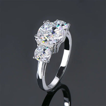 IOGOU Three Stone 3.5cttw D Moissanite Engagement Rings 925 Sterling Silver Finger Rings for Women High Quality Wedding Jewelry