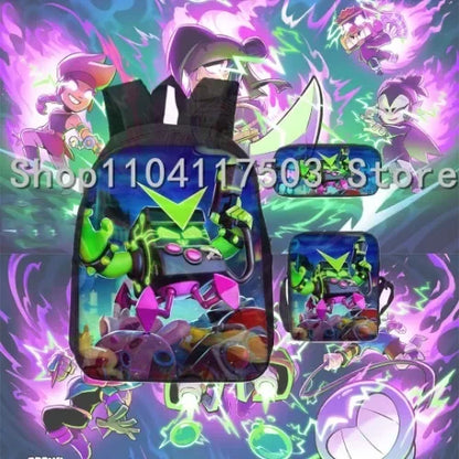 Anime Figures 3Pcs Backpack Set Kawaii Schoolbag Cartoon Mochila Anime Large Capacity 16 inch Bags Birthday Gifts