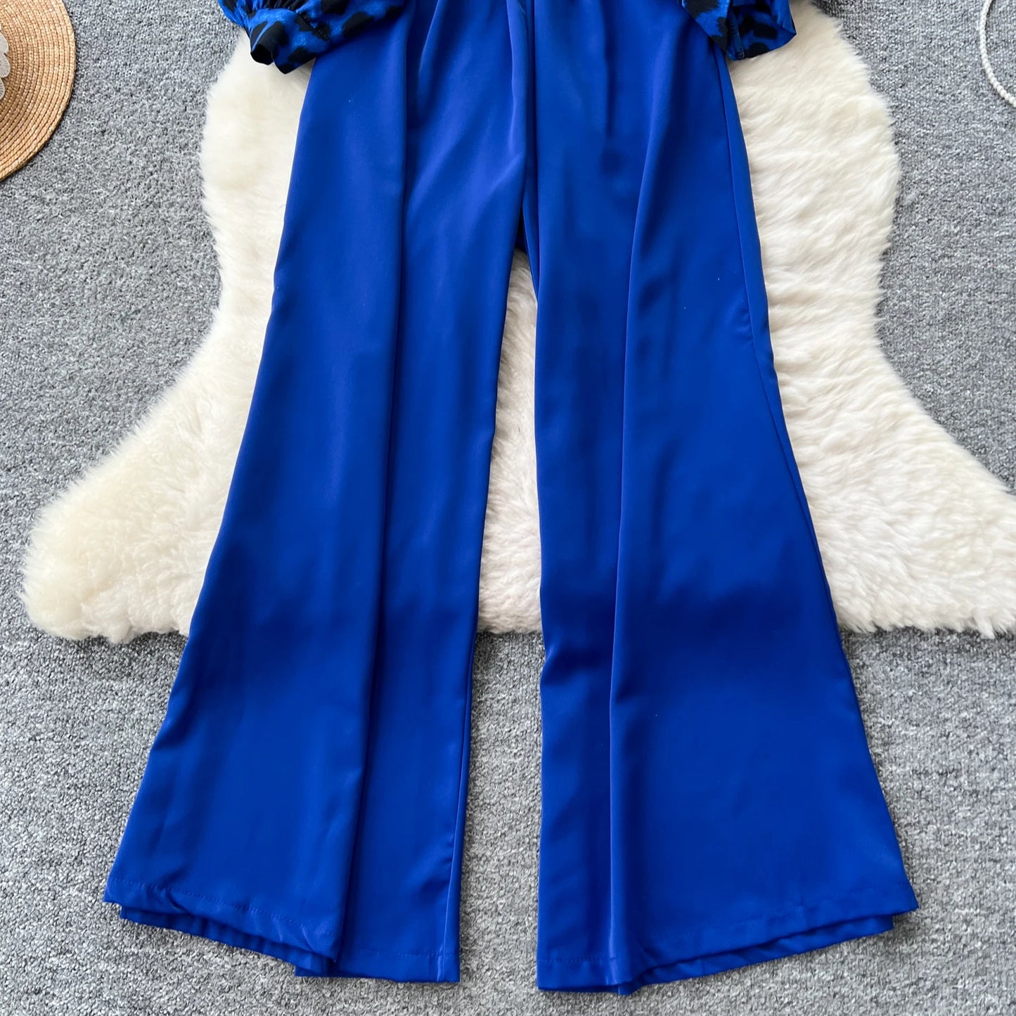 SINGREINY Autumn Leopard Long Jumpsuits V Neck Long Sleeves Belt Wide Legs Pants Women American Retro Senior Office Lady Rompers