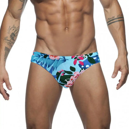 Sexy Floral Print Swimwear Men Beach Shorts Board Surfing Shorts Swimming Trunks Push Up Pad Men Swimsuits Sunga Bathing Suits