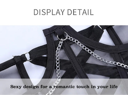 Sexy Corset Underbust Punk Metal Chain Black Women Top Curve Shaper Strap Slimming High Waist Belt Lace Bustiers