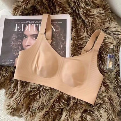 Large Breasts Show Small Underwear for Women with Ultra-thin Markless Rabbit Ears Large Size Secondary Breasts Anti-sagging Bra