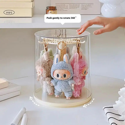 Labubu Pendant Display Box Rotating Transparent Labubu Doll Handmade Blind Box Storage Display Rack Decoration In Stock