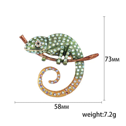 Rhinestone Chameleon Brooch for Women Unisex Enamel Lizard Pin Banquet Party Backpack Gifts Jewelry Accessories