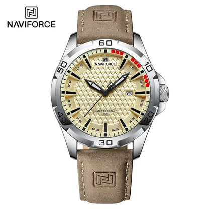 NAVIFORCEブランド メンズファッションクォーツ腕時計 男性用レザーストラップ スポーツ 防水腕時計 カレンダー時計 レロジオマスキュリーノ