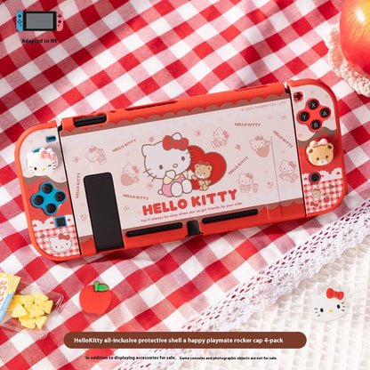 Sanrio Figure Hello Kitty Switch Ns/Oled Protective Case Hard Shell Protective Cover Plug Base Cute Peripheries Game Accessories