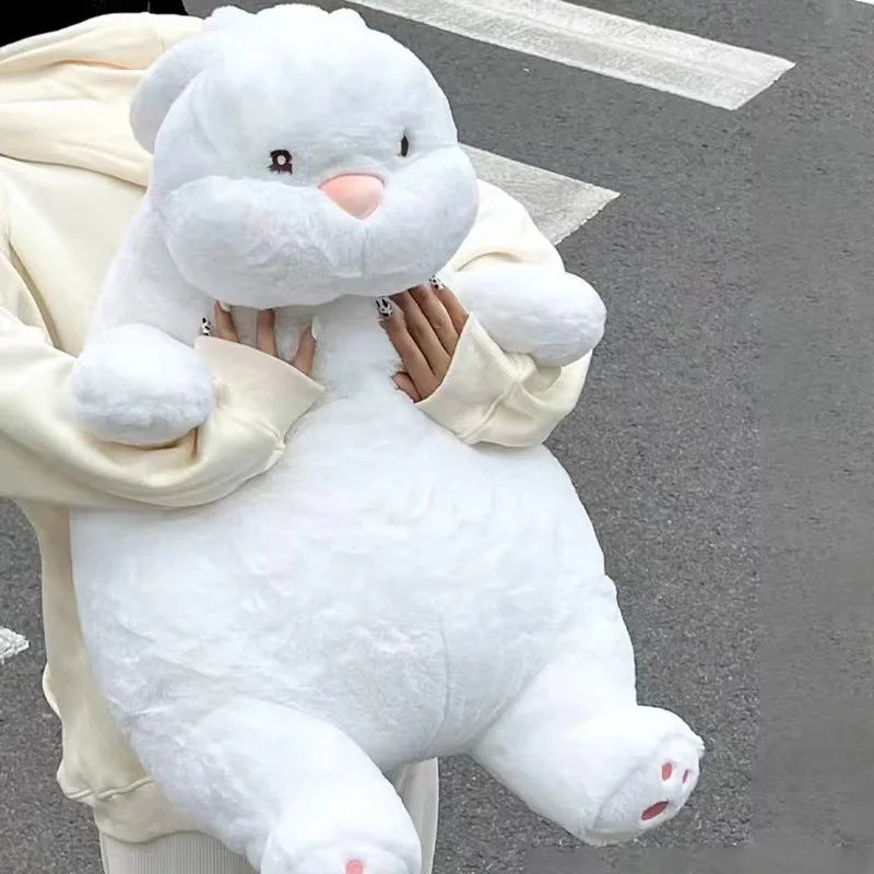 巨大な怠け者のウサギの人形 柔らかいぬいぐるみ かわいい白いウサギの動物のおもちゃ 赤ちゃんの睡眠枕 クッション 子供 女の子 誕生日プレゼント かわいい装飾